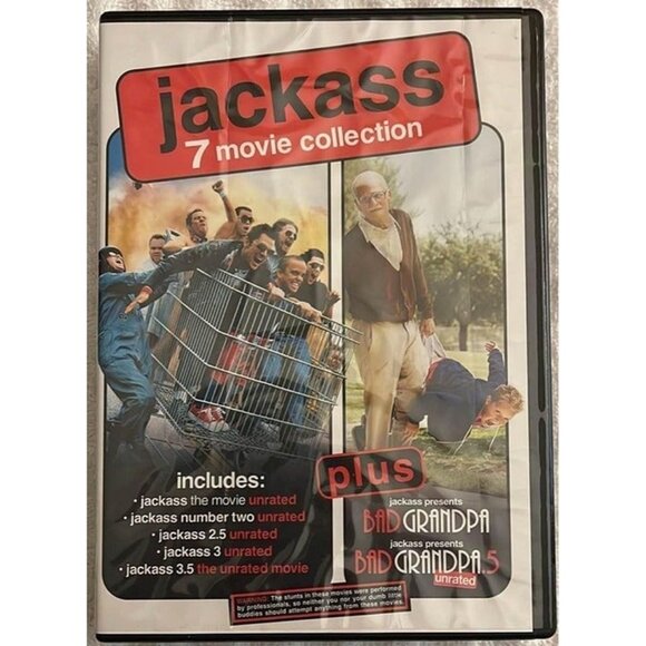 Jackass 7 Movie Collection (DVD) - Front of case wrinkled. DVD’s in good shape - Picture 1 of 10